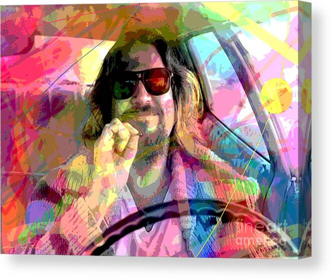 Jeff Bridges Canvas Print featuring the painting The Big Lebowski by David Lloyd Glover