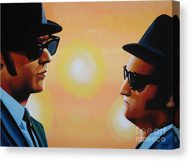 The Blues Brothers Canvas Print featuring the painting The Blues Brothers by Paul Meijering