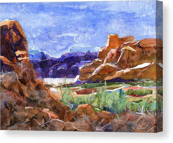 Landscape Canvas Print featuring the painting The Bluffs by Cynthia Roudebush