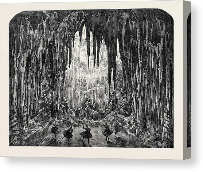 Caverns Canvas Print featuring the drawing The Caverns Of Ice At The Alhambra Leicester Square London by English School