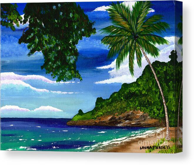 Landscape Canvas Print featuring the painting The Coconut Tree by Laura Forde