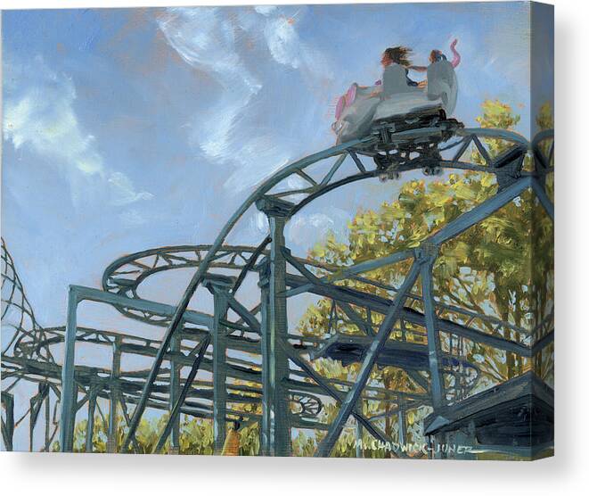 Playland Canvas Print featuring the painting The Crazy Mouse by Marguerite Chadwick-Juner