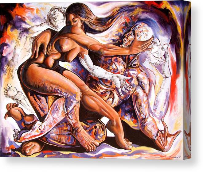 Figurative Canvas Print featuring the painting The creation of desire by Darwin Leon