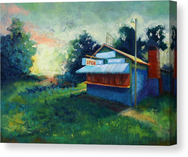 Diner Canvas Print featuring the painting The Forsaken Diner by Carol Jo Smidt