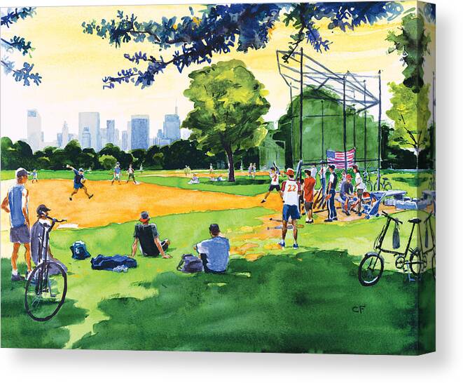 The Great Lawn Central Park Canvas Print featuring the painting The Great Lawn by Clifford Faust