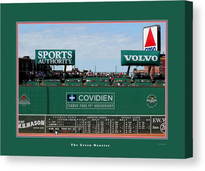 Tom Prendergast Travel Destination America Canvas Print featuring the photograph The Green Monster Fenway Park by Tom Prendergast