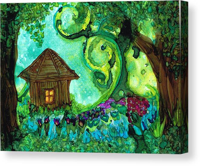 Landscape Canvas Print featuring the painting The Hollow by Kelly Dallas