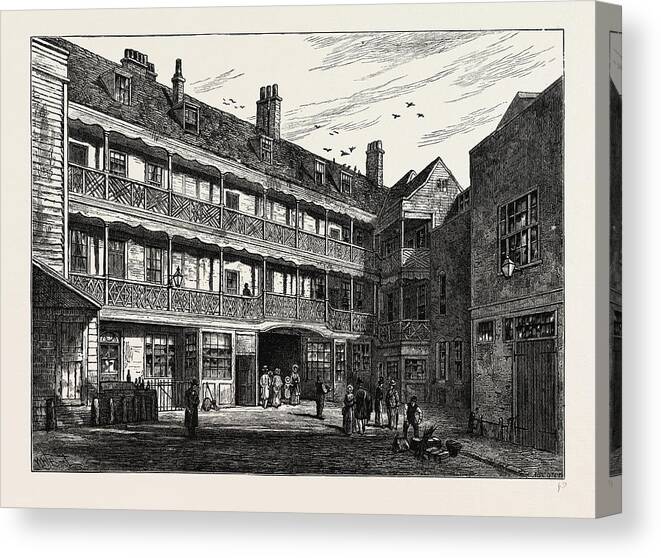 Inner Court Canvas Print featuring the drawing The Inner Court Of The Old Belle Sauvage by Litz Collection