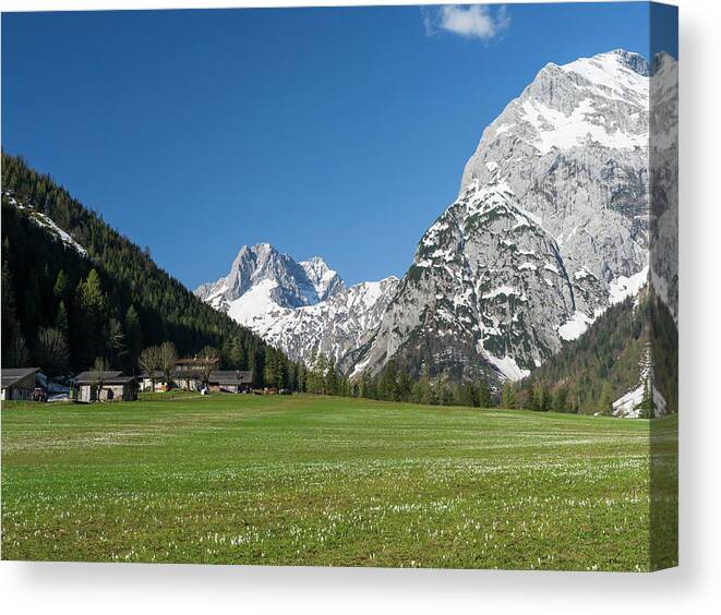 Agriculture Canvas Print featuring the photograph The Karwendel Mountain Range by Martin Zwick