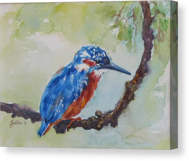 Bird Canvas Print featuring the painting The Kingfisher by Jyotika Shroff