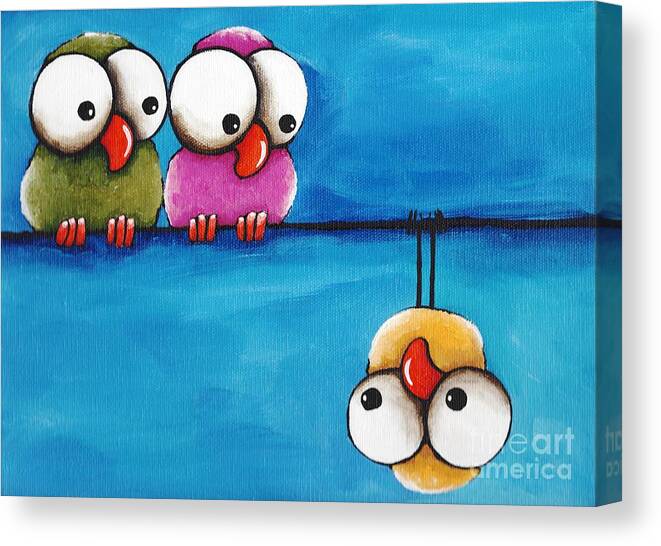 Big Eyes Canvas Print featuring the painting The odd guy by Lucia Stewart