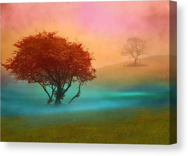 Trees Canvas Print featuring the digital art The Red Tree by Nina Bradica