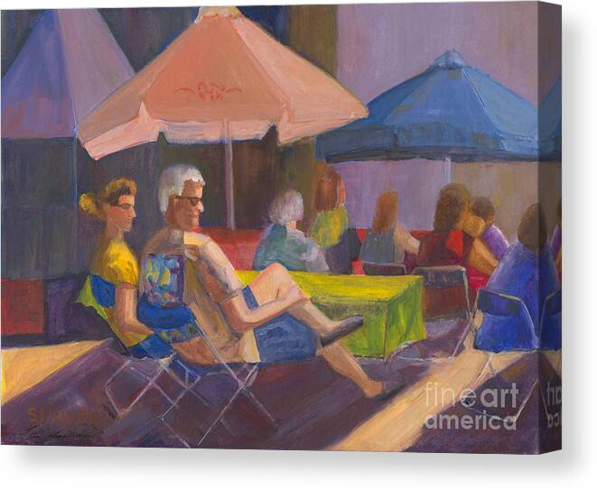 People Canvas Print featuring the painting The Spectators by Sandy Linden