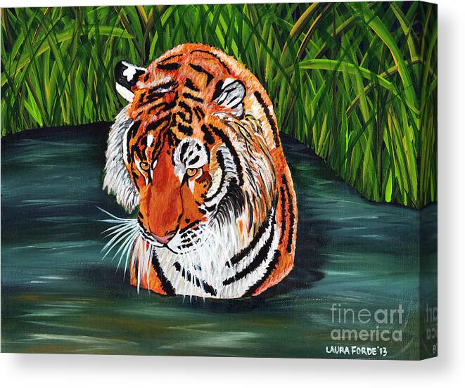 Tiger Canvas Print featuring the painting The Stare by Laura Forde