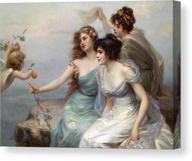 Edouard Bisson Canvas Print featuring the digital art The Three Graces by Edouard Bisson