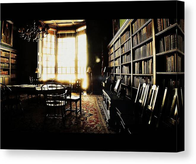 Vintage Room Canvas Print featuring the photograph The old Library by Marysue Ryan