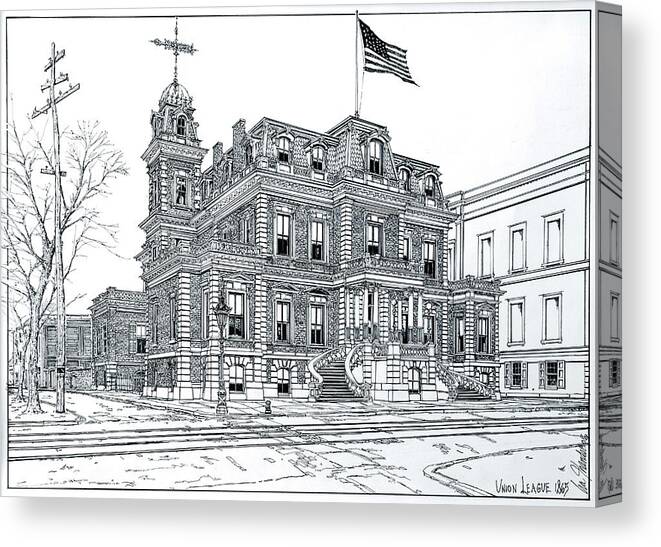 Union League Canvas Print featuring the drawing The Union League Philadelphia 1867 by Ira Shander