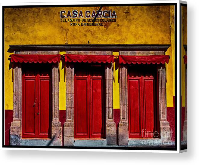 San Miguel De Allende Canvas Print featuring the photograph Three Doors Down by Barry Weiss