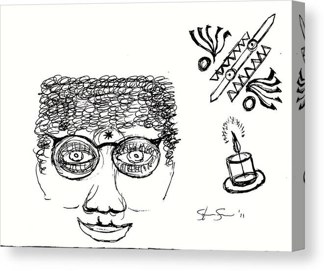 Face Canvas Print featuring the drawing Three Treasures by Steve Sommers