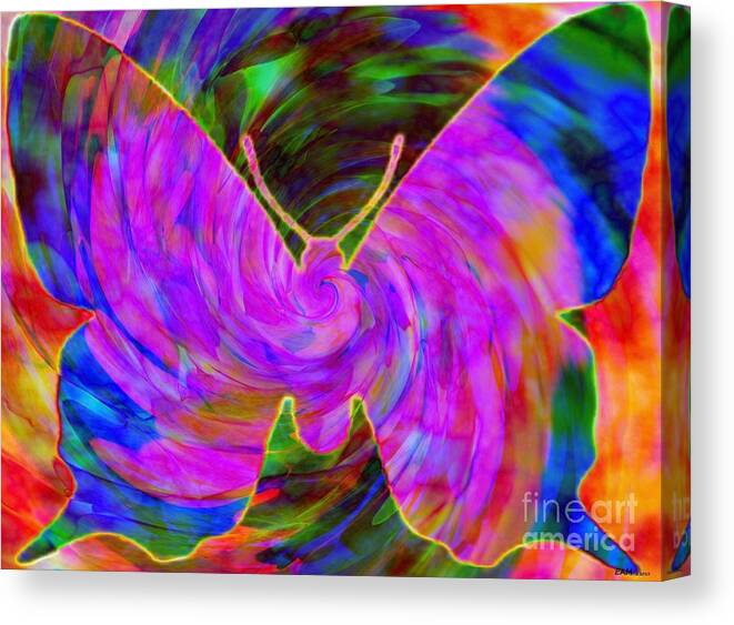 Fractal Art Canvas Print featuring the digital art Tie-dye Butterfly by Elizabeth McTaggart