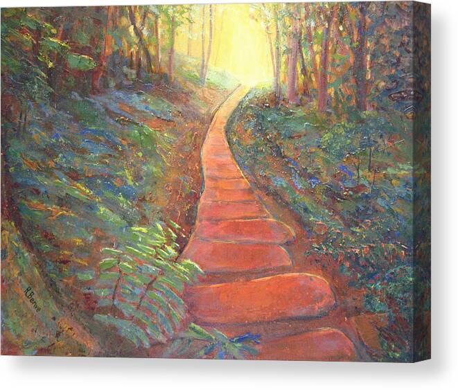 Woods Canvas Print featuring the painting Towards the Light by Robie Benve