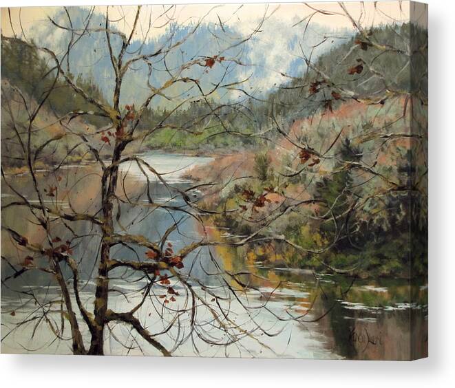 Landscape Canvas Print featuring the painting Traces of Autumn by Karen Ilari