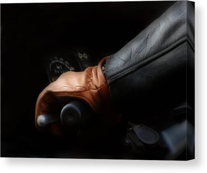 Leather Canvas Print featuring the photograph Leather Goes For A Ride by Ginger Wakem