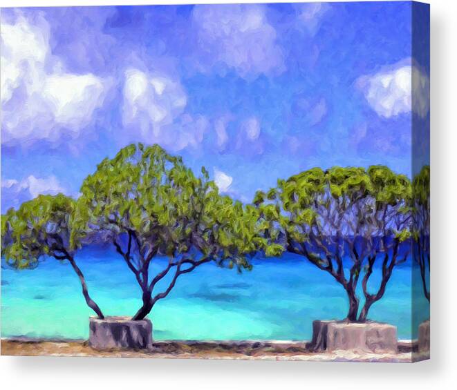 Trees Canvas Print featuring the painting Trees Along the Seawall by Dominic Piperata