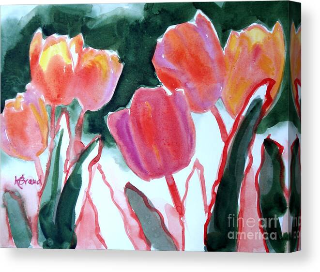 Paintings Canvas Print featuring the painting Tulips For the Love of Patches by Kathy Braud