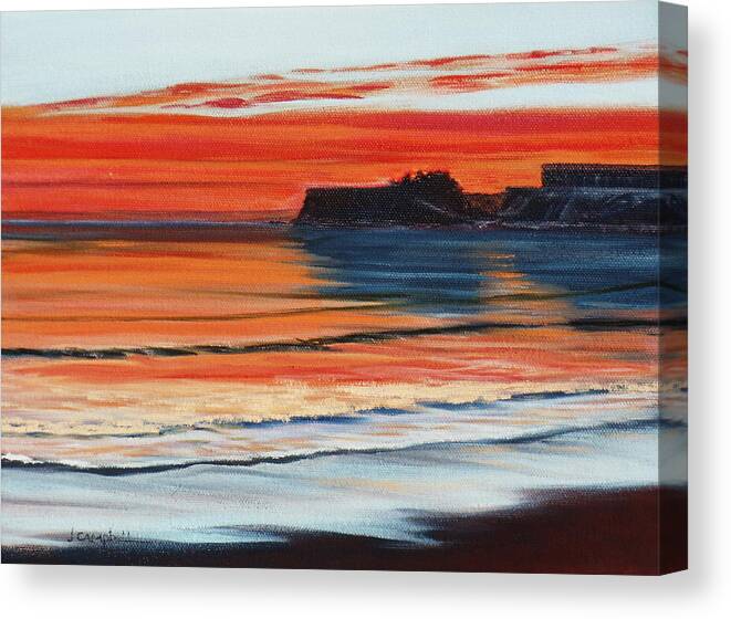 Beach Canvas Print featuring the painting UCSB at sunset by Jeffrey Campbell