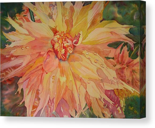 Flower Canvas Print featuring the painting Unfolding by Tara Moorman