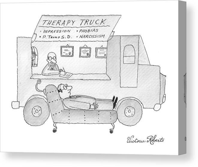 Truck Canvas Print featuring the drawing New Yorker February 13th, 2017 by Victoria Roberts