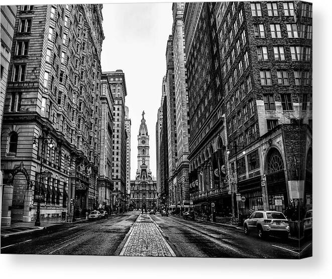 Urban Canvas Print featuring the photograph Urban Canyon - Broad Street Philadelpia by Bill Cannon