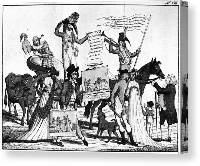 1800 Canvas Print featuring the photograph VACCINATION CARTOON, c1800 by Granger