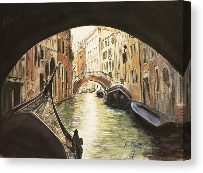 Architecture Canvas Print featuring the painting Venice II by Henrieta Maneva