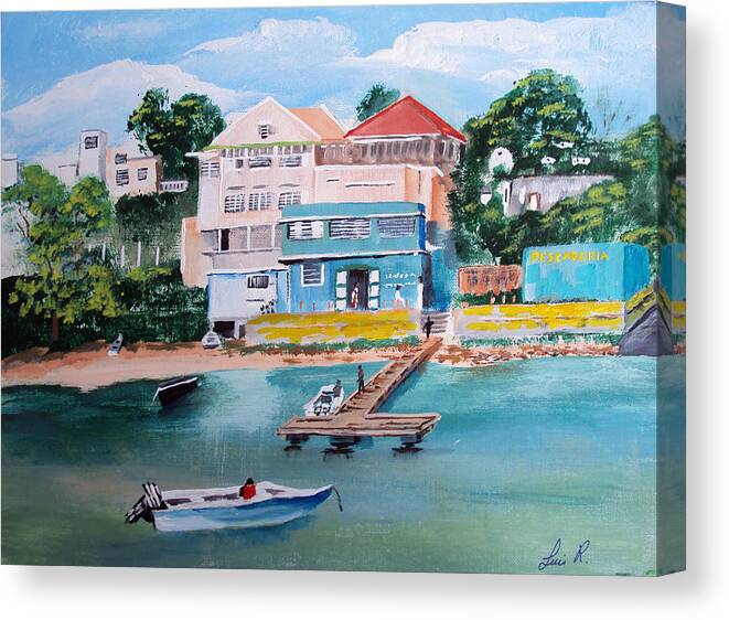 Vieques Canvas Print featuring the painting Vieques Puerto Rico by Luis F Rodriguez