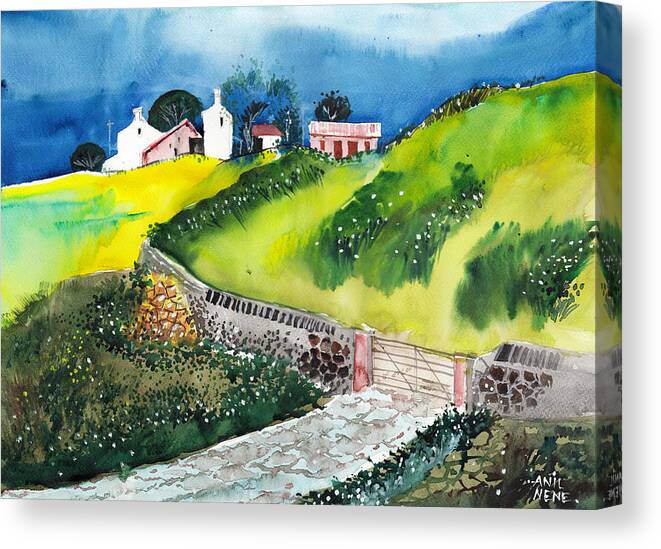 Nature Canvas Print featuring the painting Villa by Anil Nene