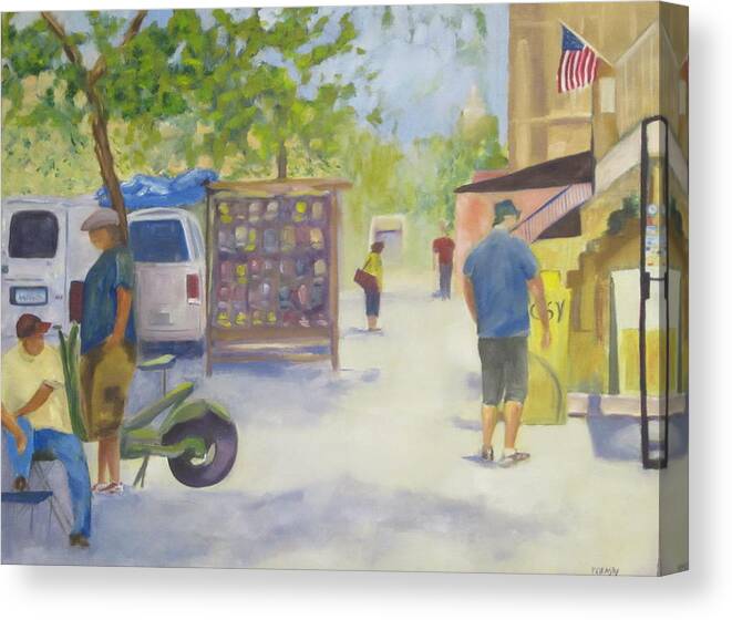 Street Scene Canvas Print featuring the painting Washington DC by Patricia Cleasby