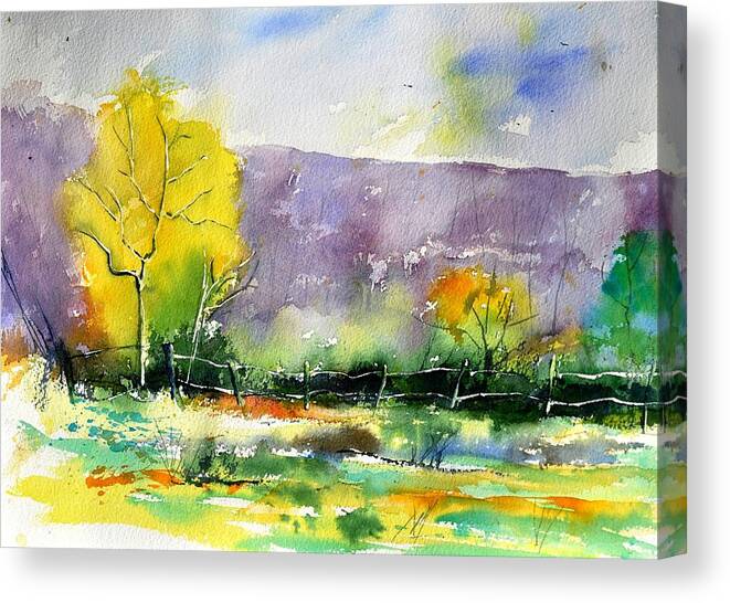 Landscape Canvas Print featuring the painting Watercolor 318022 by Pol Ledent