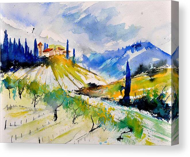 Landscape Canvas Print featuring the painting Watercolor Toscana 317040 by Pol Ledent