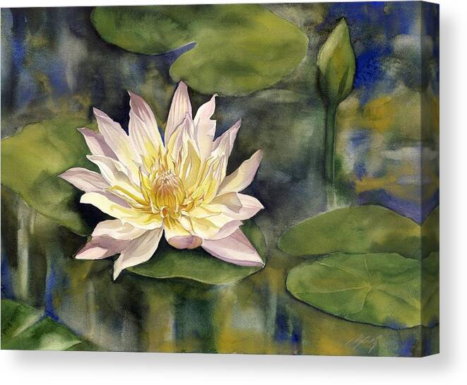 Waterlily Canvas Print featuring the painting Waterlily by Alfred Ng