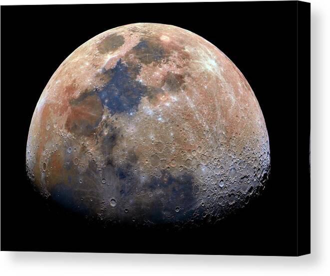 Moon Canvas Print featuring the photograph Waxing Gibbous Moon by Russell Croman/science Photo Library