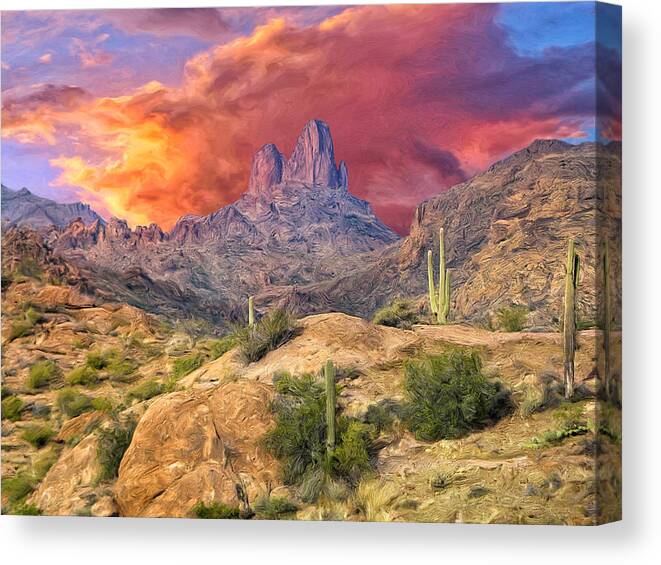 Weavers Needle Canvas Print featuring the painting Weavers Needle by Dominic Piperata