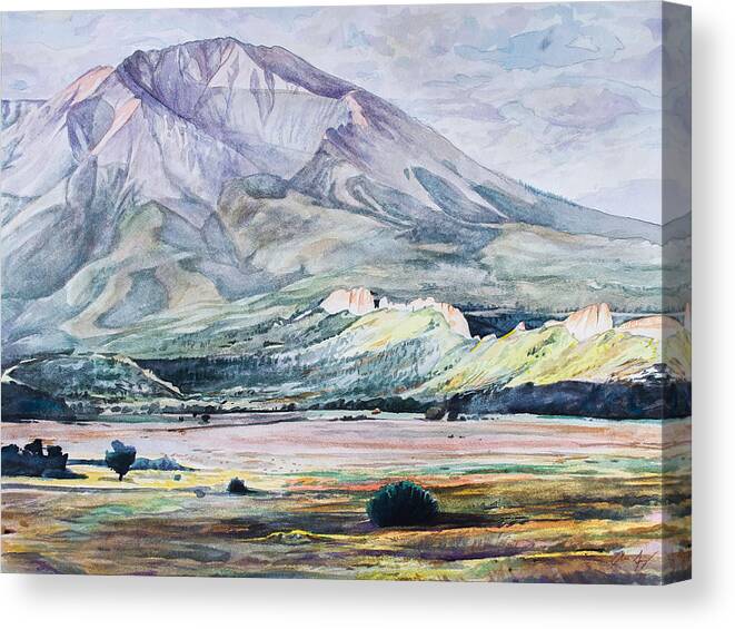 West Spanish Peak Canvas Print featuring the painting West Spanish Peak by Aaron Spong