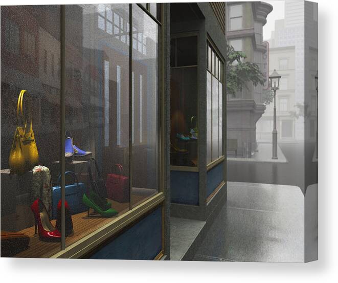 Gray Canvas Print featuring the digital art Window Shopping by Cynthia Decker