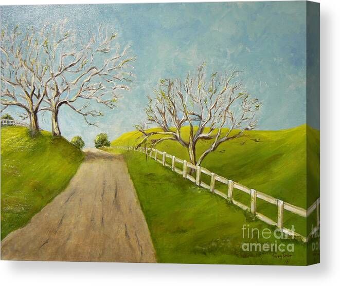Winter Canvas Print featuring the painting Winter Oaks by Terry Taylor