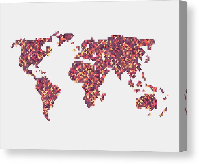 Map Canvas Print featuring the digital art World Map by Mike Taylor