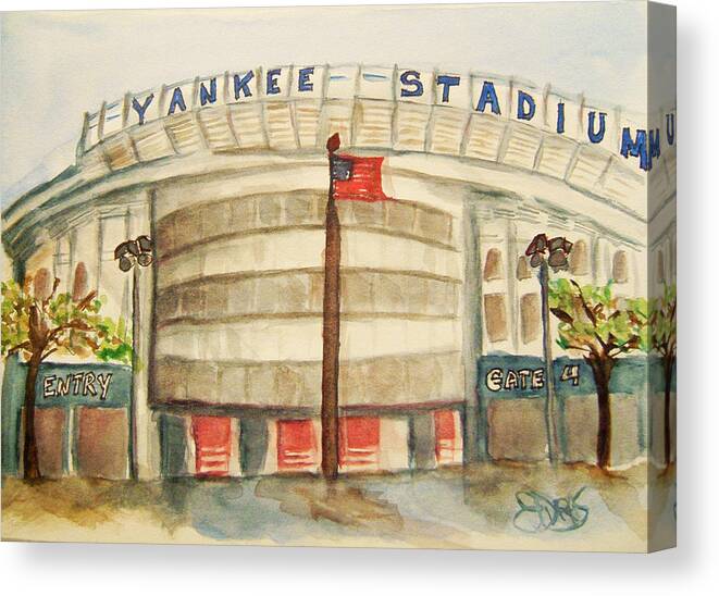 Yankees Canvas Print featuring the painting Yankee Stadium by Elaine Duras