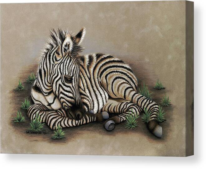 Zebra Canvas Print featuring the painting Zamir by Lori Sutherland