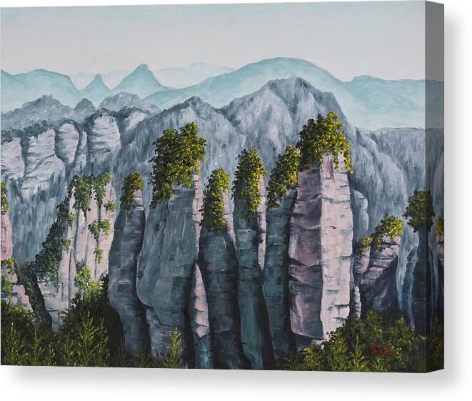 Landscape Canvas Print featuring the painting Zhangjiajie China by Darice Machel McGuire
